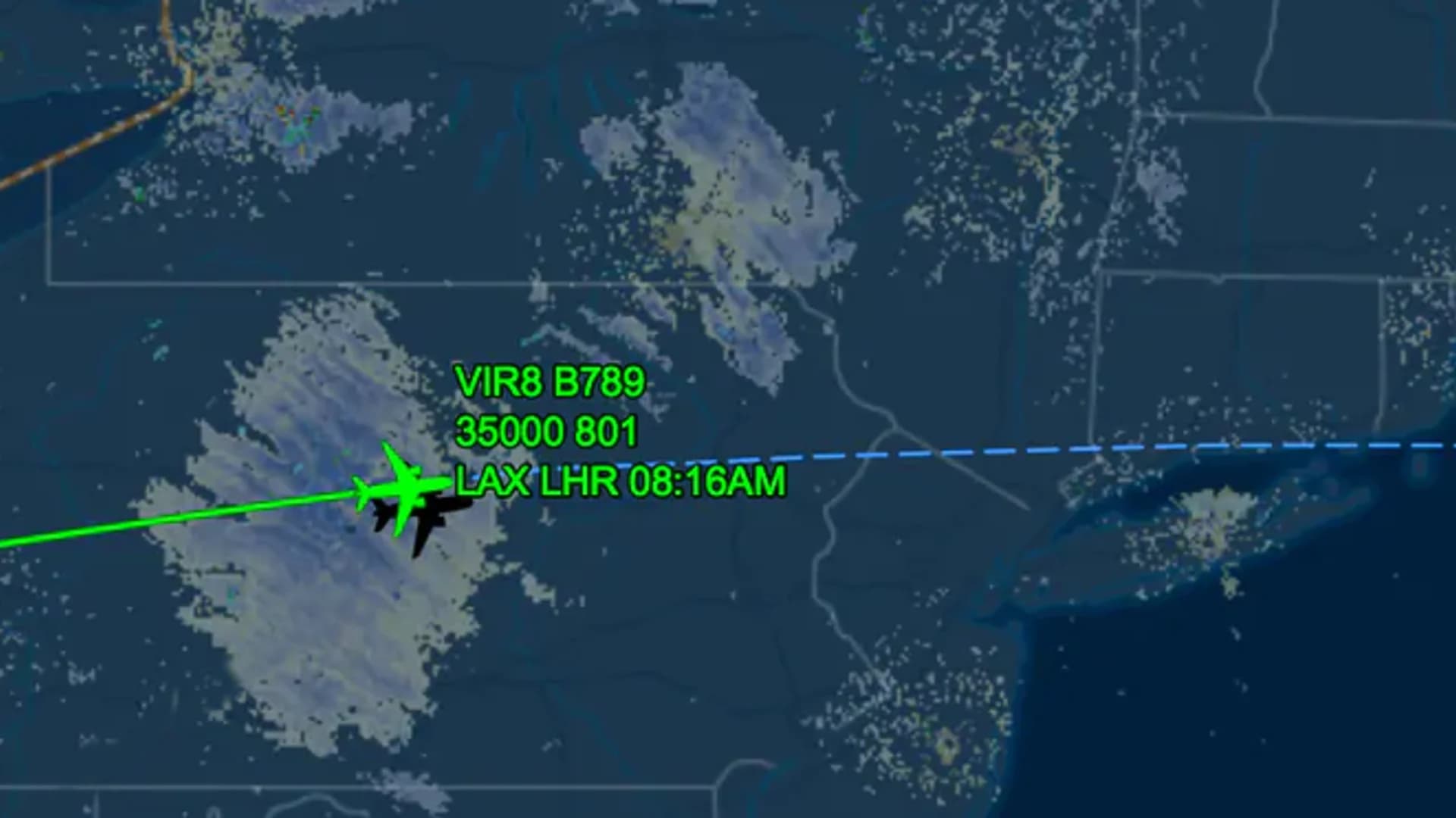 Record jet stream speed recorded over the Hudson Valley; propels flight to 801 mph