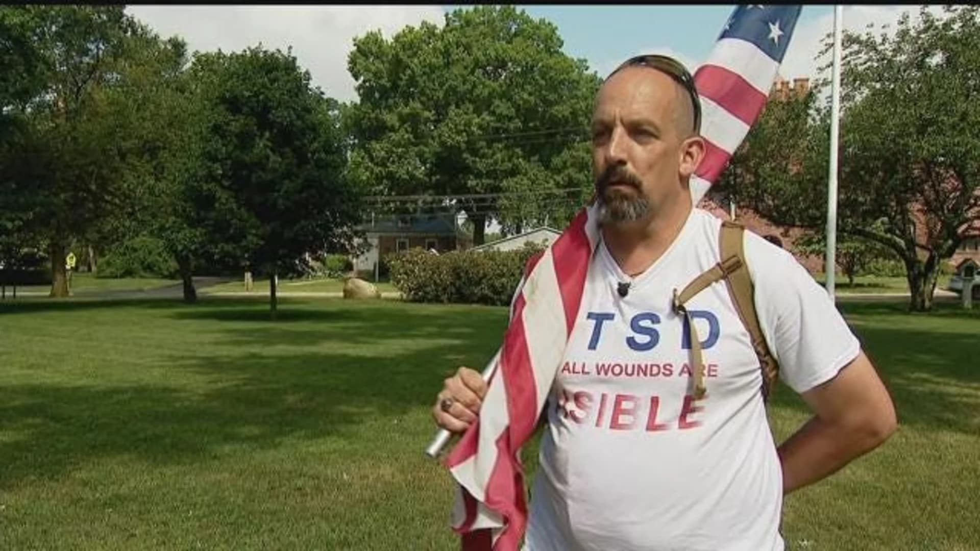 Disabled Army vet walks across Connecticut to raise awareness for veterans' issues