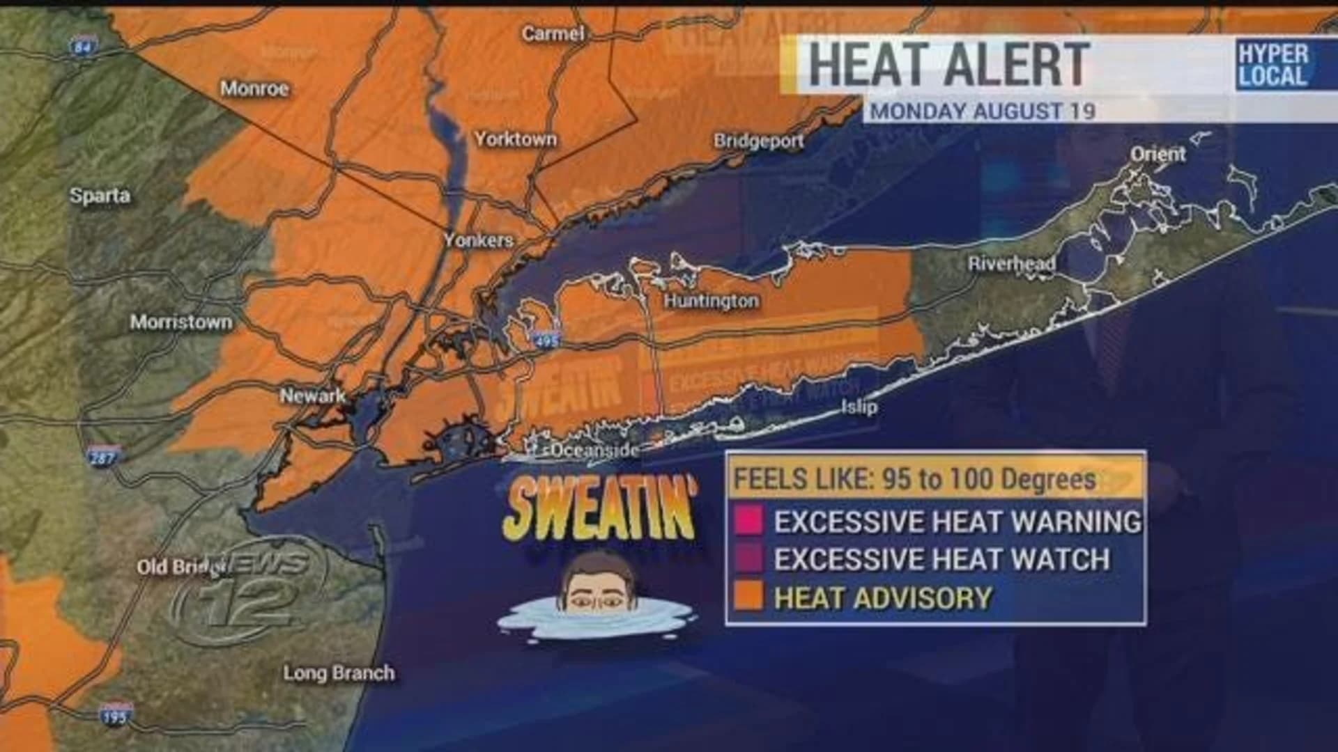 Severe thunderstorm warning, heat advisory in effect for parts of LI