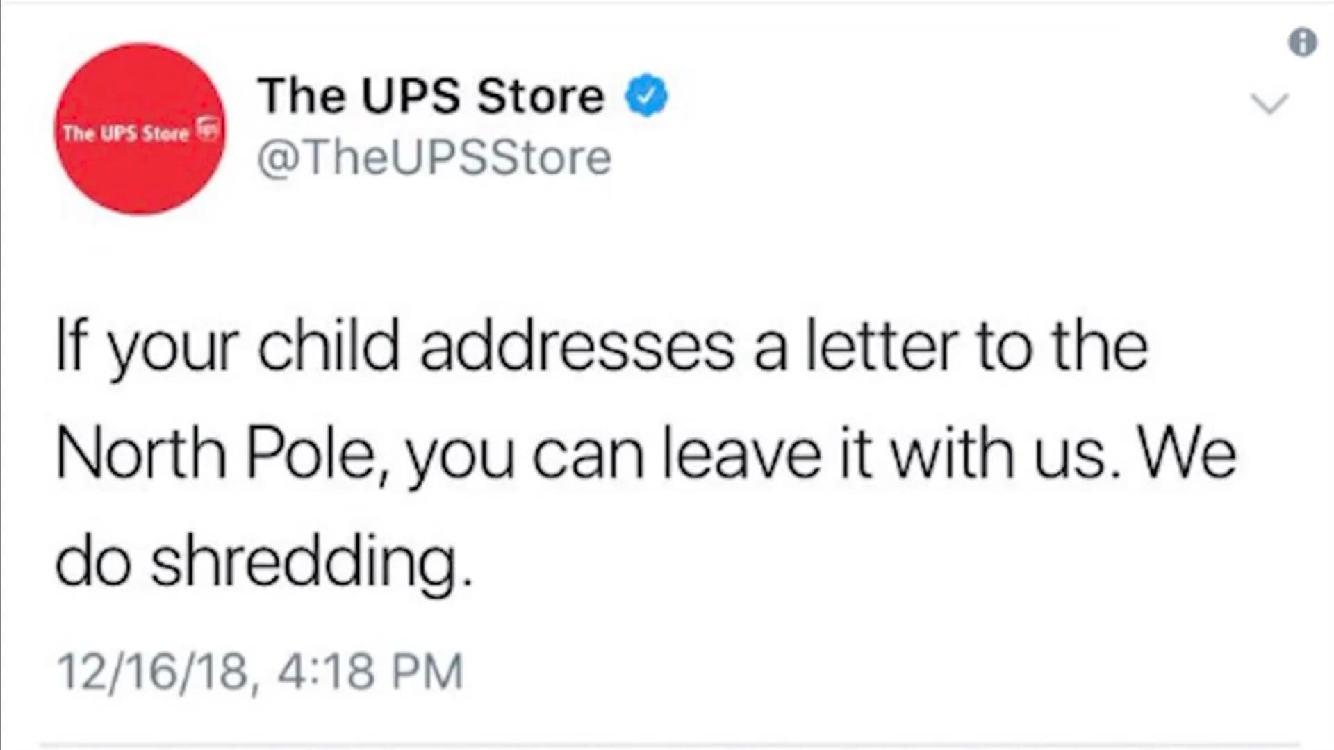 On the ‘Naughty List’ – UPS Store jokes about shredding Santa letters