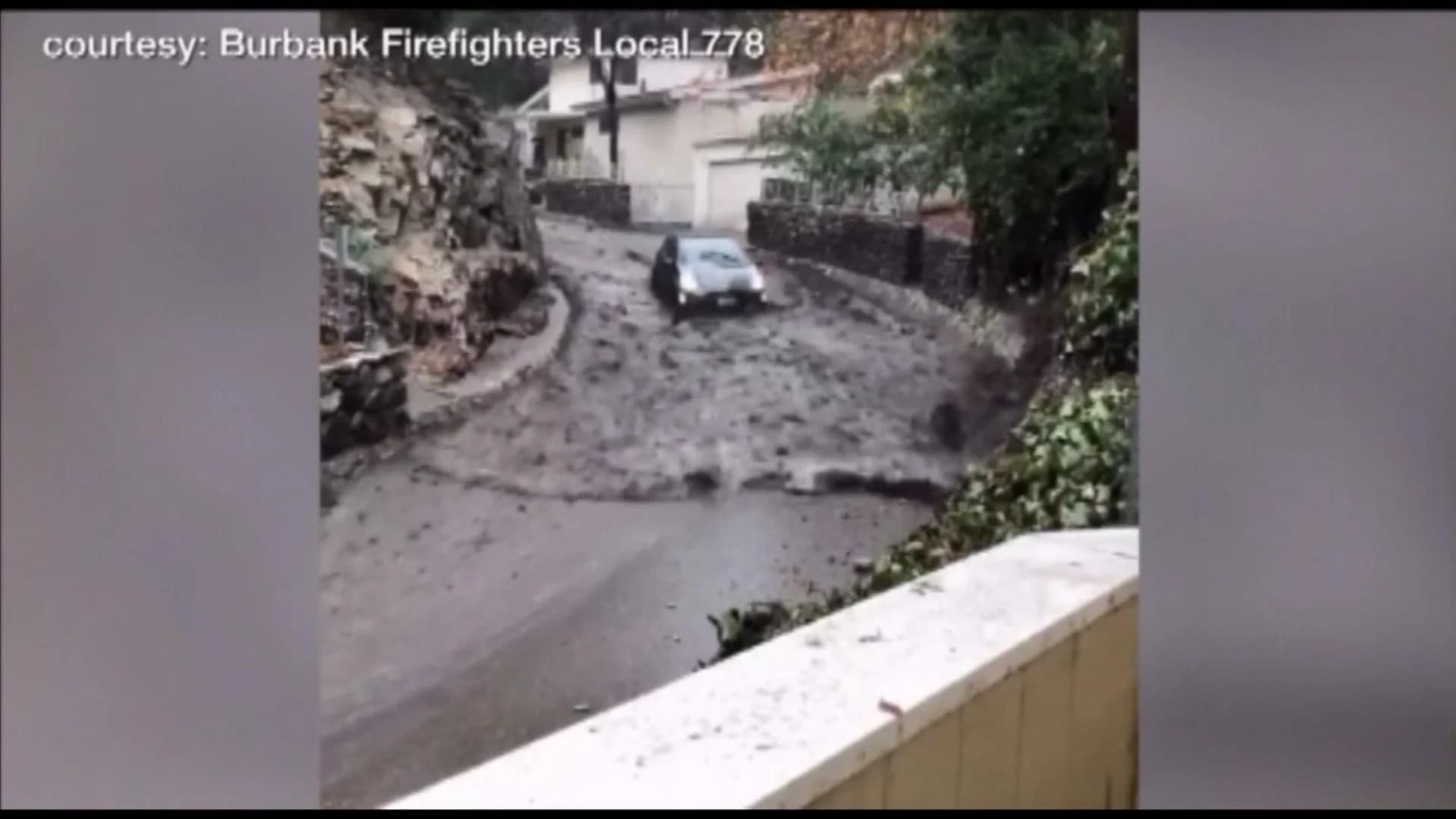 Driver fleeing California mudslide caught on camera