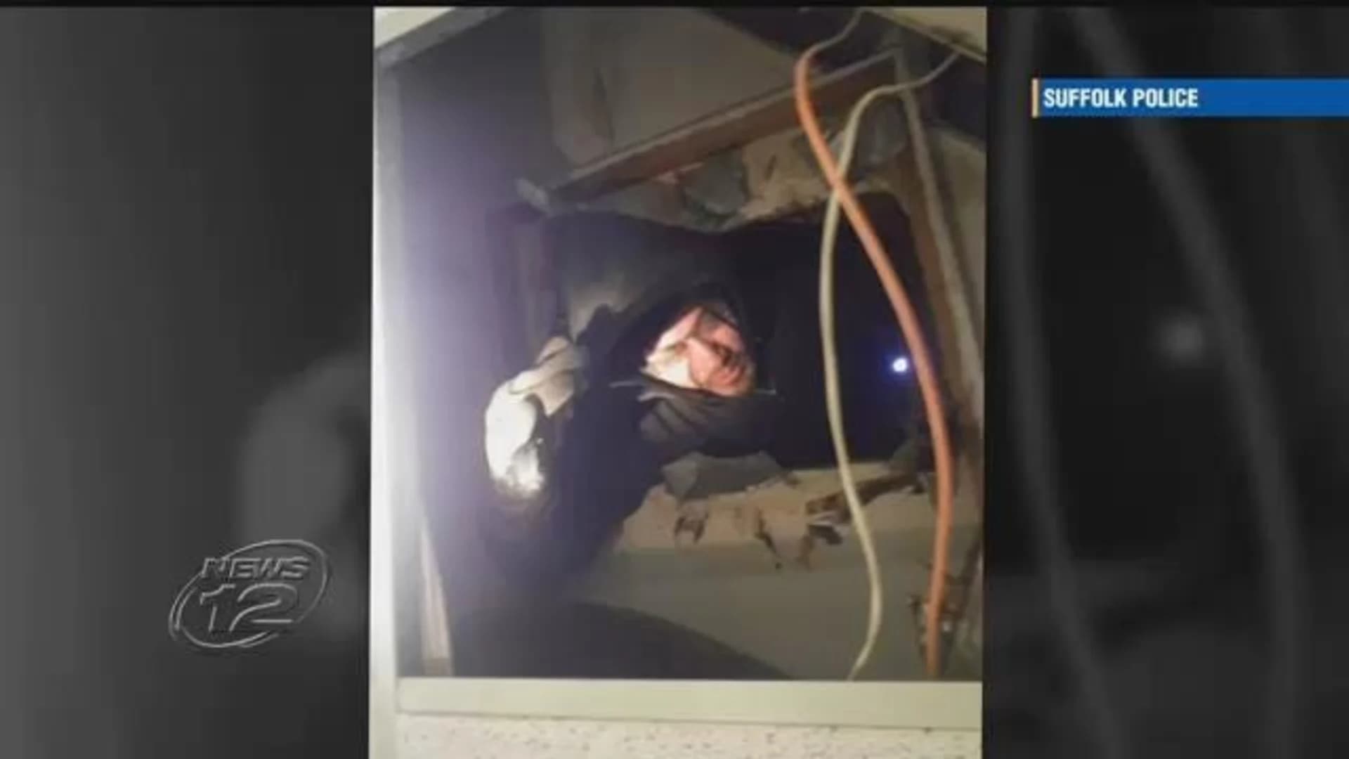 Police: Serial burglar found stuck in ceiling of Bay Shore dental office