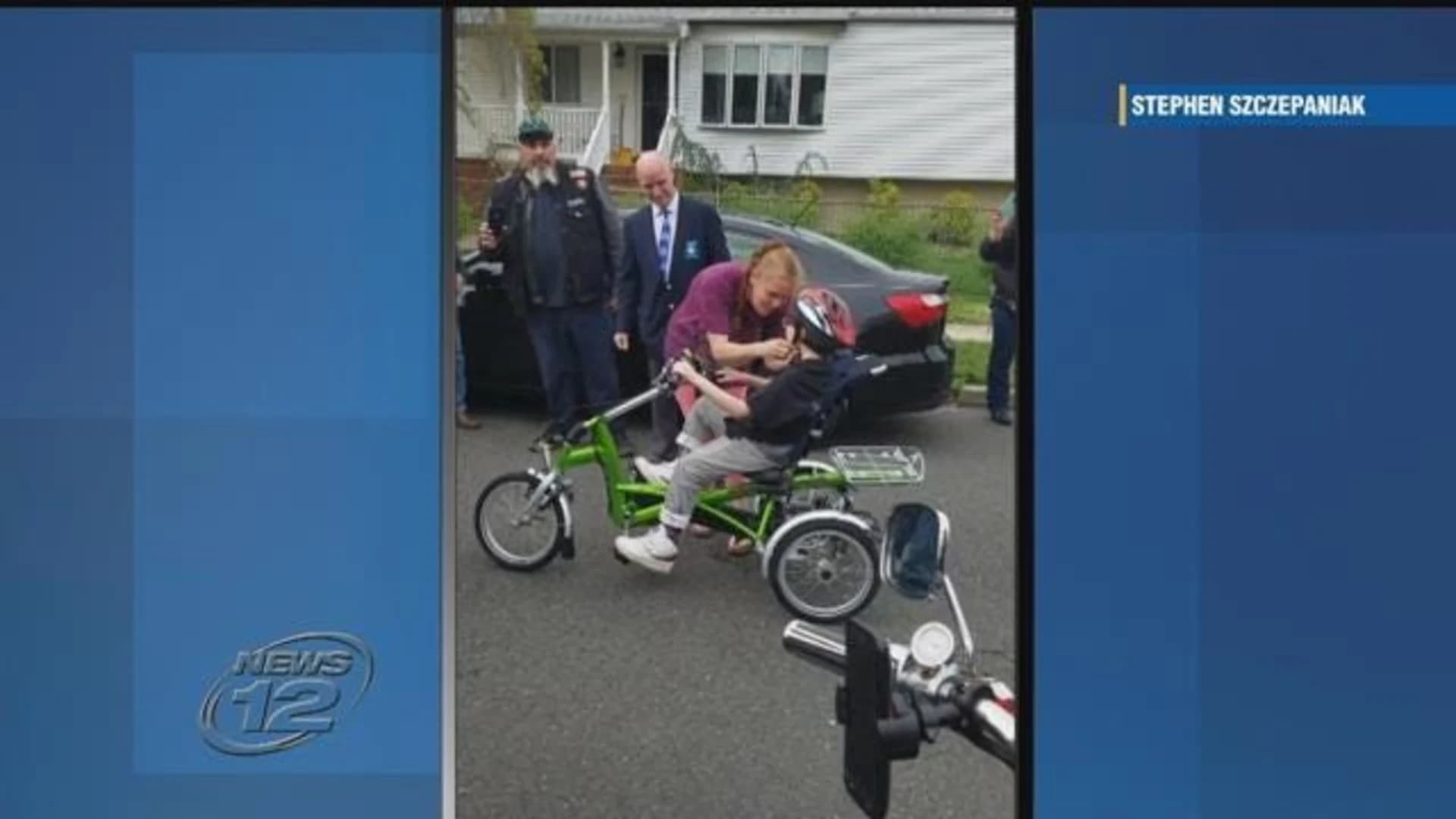 Community donates special bike to NJ boy with cerebral palsy