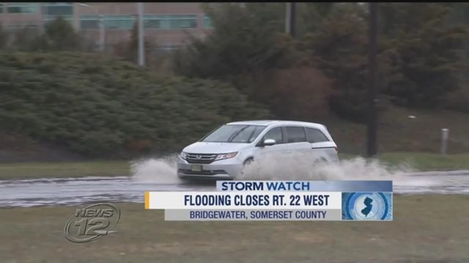 Flooded roadway causes traffic problems on Route 22