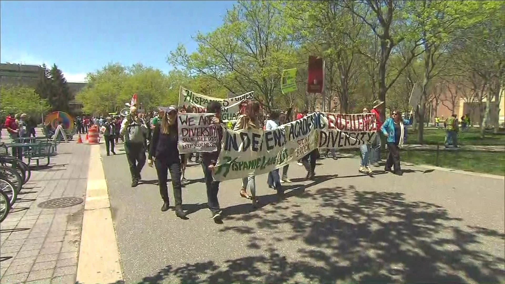 Stony Brook University students protest planned program cuts