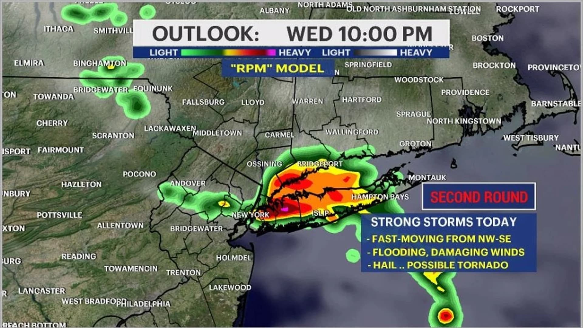 Scattered showers, storms hit Long Island