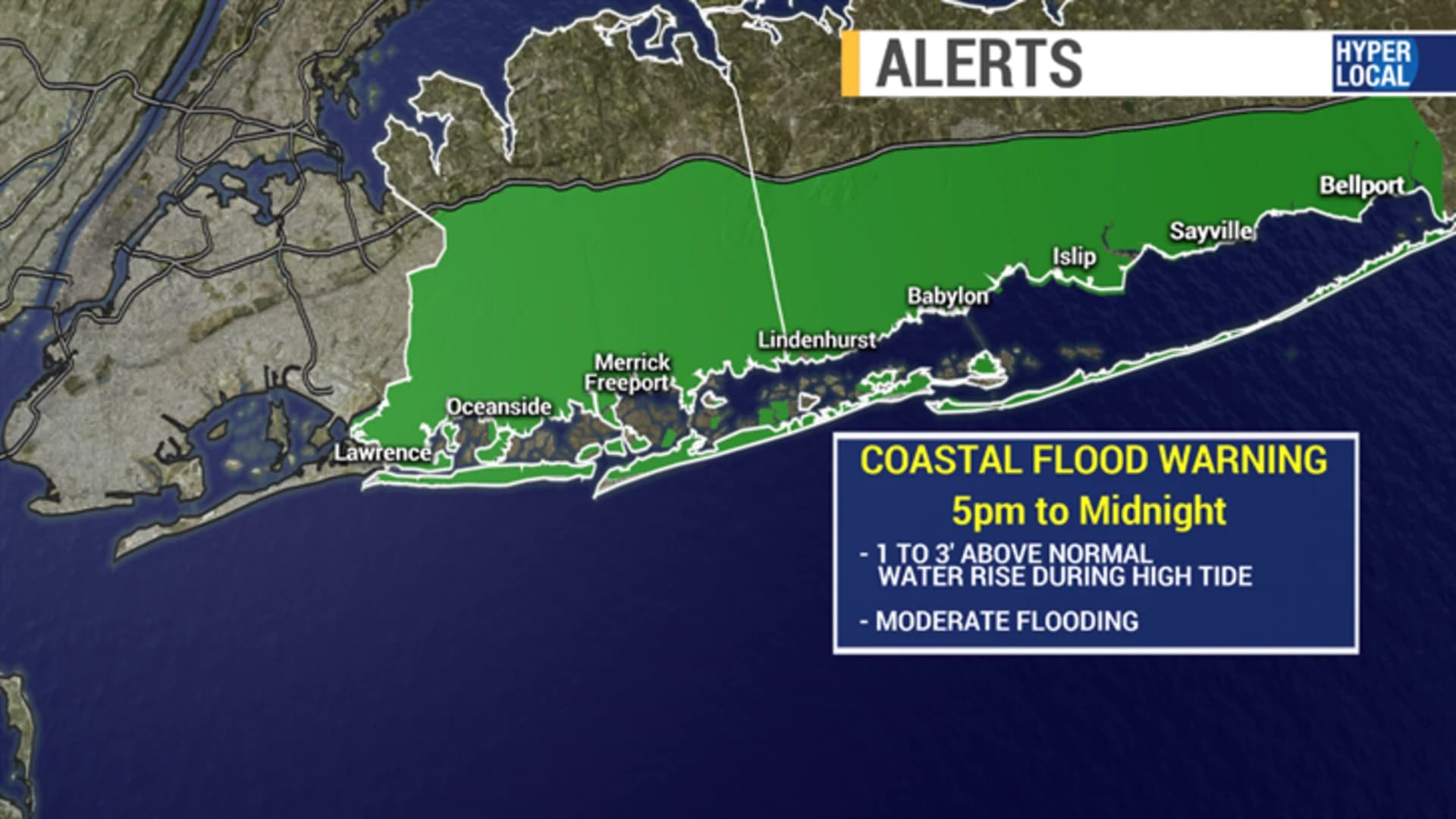 Coastal flood warning, watch in effect for Long Island